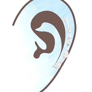 NIP Katherine Winters Sterling Silver & Pear Cut Crystals Ear Pin/Climber